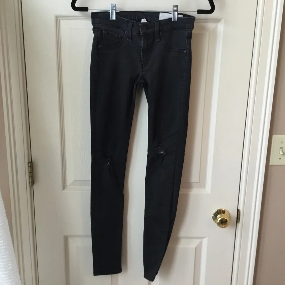 rag & bone Legging Black Distressed Skinny Jeans - Size 25